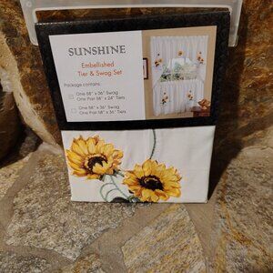 Achim Embellished Sunshine Tier and Swag Set 58" x 36" Swag 58" x 24" Tiers